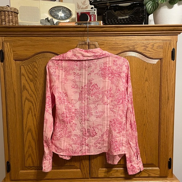 Pink Floral Button Down Blouse - Picture 3 of 7